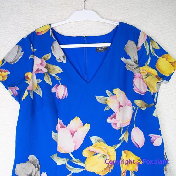 New! Adrianna Papell Women's Tulip Printed Flounce Dress, plus size 16W - Picture 5 of 16